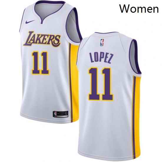 Womens Nike Los Angeles Lakers 11 Brook Lopez Authentic White NBA Jersey Association Edition